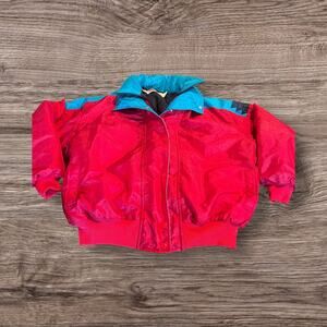 Vintage 90s Comfy Casuals Women’s Puffer Ski Snow Jacket Coat Color Block Red L
